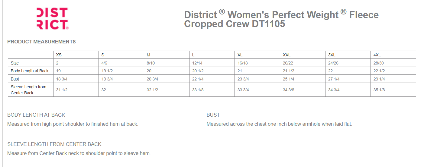 KC-DT1105 LADIES Puff Fleece Cropped Crew