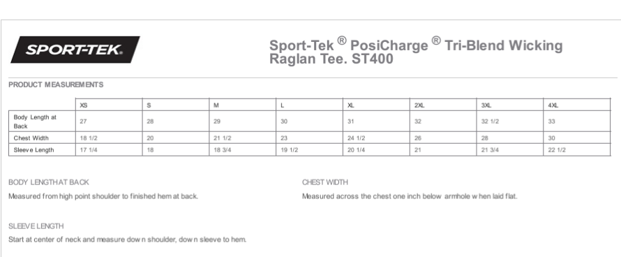 KC-ST400SS Sport-Tek® Pro Tri-Blend Wicking Raglan Tee