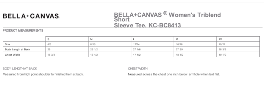 KC-BC-8413 BELLA+CANVAS ® Women’s Triblend Short Sleeve Tee