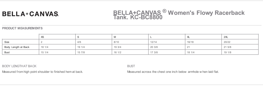 KC-BC8800 BELLA+CANVAS ® Women’s Flowy Racerback Tank