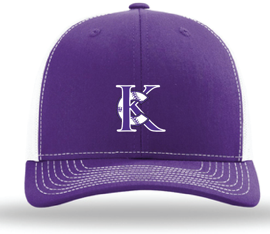 KC-R112 Richardson KC Ball logo Cap-Full front, Purple Cap w/ Embroidiery logo