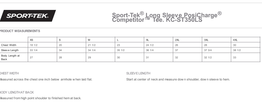 KC-ST350LS Unisex Sport-Tek® PosiCharge® Competitor™ Long Sleeve Tee