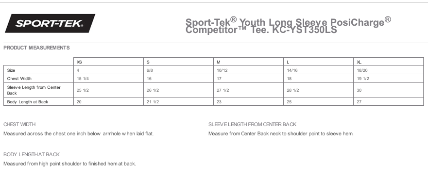 KC-YST350LS Youth Sport-Tek® PosiCharge® Competitor™ Long Sleeve Tee