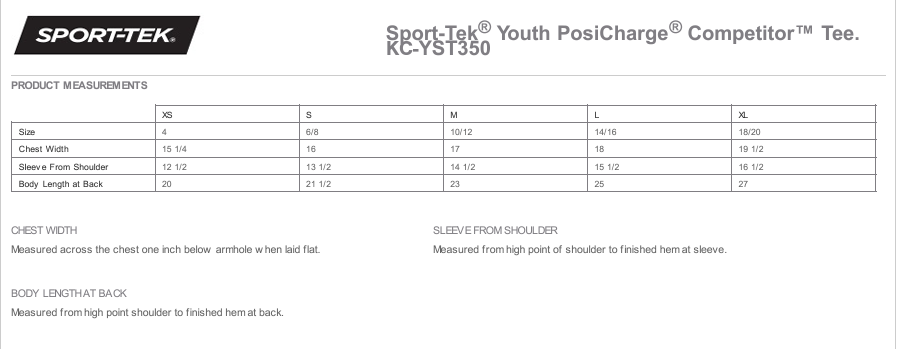 KC-YST350SS Youth Sport-Tek® PosiCharge® Competitor™Short Sleeve Tee